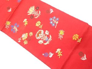 草花模様織り出し　名古屋帯